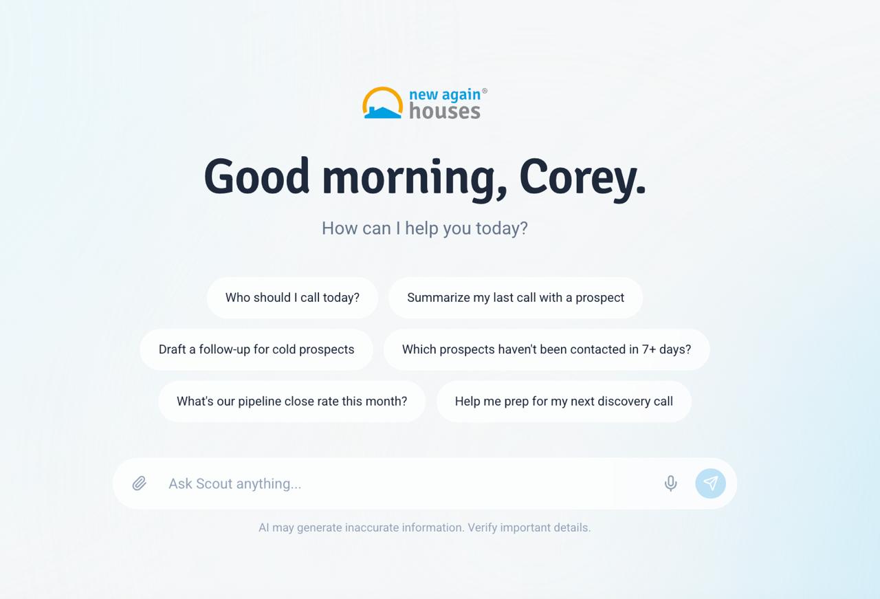 New Again Houses franchisee coaching intelligence visual